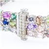 Image 3 : 30.84 ctw UNHEATED MultiColor Sapphire and 1.36 ctw Diamond Platinum Bracelet (G