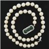 Image 1 : Vintage 17.5" Cultured Pearl Strand Necklace w/ 18k Gold Emerald & Diamond Clasp