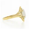 Image 5 : 14k Yellow Gold Oval Cabochon Australian Opal w/ Diamond & Scalloped Frame Ring