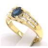 Image 3 : 18k Yellow Gold.94 ctw Solitaire Oval Sapphire w/ Baguette & Round Diamond Ring