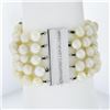 Image 6 : Vintage Platinum & Gold 5 Strand Cultured Pearl w/ Diamond Center Clasp Bracelet