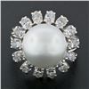 Image 2 : Vintage 18k White Gold 12.7mm South Sea Pearl 2.10 ctw Marquise Diamond Halo Rin