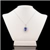 Image 2 : 9.18 ctw Tanzanite and 1.33 ctw Diamond Platinum Pendant/Necklace