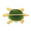 Image 3 : Vintage 14k Gold Cabochon Green Jade Detailed Small Turtle Tortoise Pin Brooch