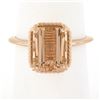 Image 1 : NEW 14k Rose Gold 3.13 ctw Emerald Cut Morganite Solitaire Twisted Wire Work Rin