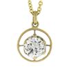 Image 6 : Antique Gold .69 ctw GIA Round Prong Diamond Solitaire Target Pendant & Chain