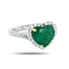 Image 2 : 2.90 ctw Heart Shaped Emerald and 0.63 ctw Diamond 18K White Gold Ring