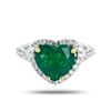 Image 3 : 2.90 ctw Heart Shaped Emerald and 0.63 ctw Diamond 18K White Gold Ring