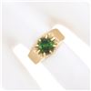 Image 3 : Unisex Vintage 14k Gold 0.85 ctw Green Tourmaline Solitaire Gypsy Belcher Ring