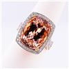 Image 3 : 11.25 ctw Morganite and 0.67 ctw Diamond 14K Rose Gold Ring