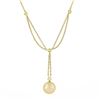 Image 2 : 18k Gold 0.12 ctw Bezel Diamond Golden Pearl Dangle Dual Cable Link Chain Neckla