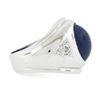 Image 5 : Mens 14k White Gold Simulated Lindy Blue Star Sapphire & Diamond Pinky Dome Ring