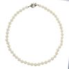 Image 5 : 17" 7.5mm White Cultured Pearl Strand Necklace w/ 14k Gold Diamond & Pearl Clasp