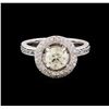 Image 2 : 1.55 ctw Diamond Halo Ring - 14KT White Gold