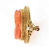Image 5 : Antique Victorian 14k Gold Carved Coral Cameo w/ Hand Engraved Frame Brooch Pin