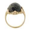 Image 2 : Antique Solid Gold 20x11.8mm Cabochon Prong Moss Agate Solitaire 3D Floral Ring
