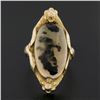 Image 8 : Antique Solid Gold 20x11.8mm Cabochon Prong Moss Agate Solitaire 3D Floral Ring