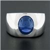 Image 8 : Men's Heavy Platinum 9.01 ctw Gubelin Oval Cabochon Bezel NO HEAT Sapphire Ring