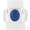 Image 9 : Men's Heavy Platinum 9.01 ctw Gubelin Oval Cabochon Bezel NO HEAT Sapphire Ring
