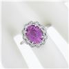 Image 7 : Platinum 5.64 ctw GIA Oval Pink Sapphire & Diamond Halo Engagement Cocktail Ring