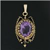 Image 3 : Vintage Victorian Revival 14k Yellow Gold Oval Cut Amethyst Bead Charm Pendant