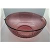 Image 1 : Large Purple Glass Serving Bowl, Ribbed Design