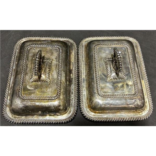 Birks And Ellis England Regency Silver-plated Serving Tray with lid x 2