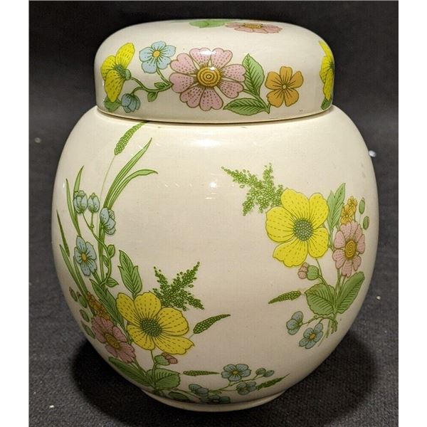 Vintage Sadler Ginger Jar - With Lid - Floral Bouquet - Staffordshire England