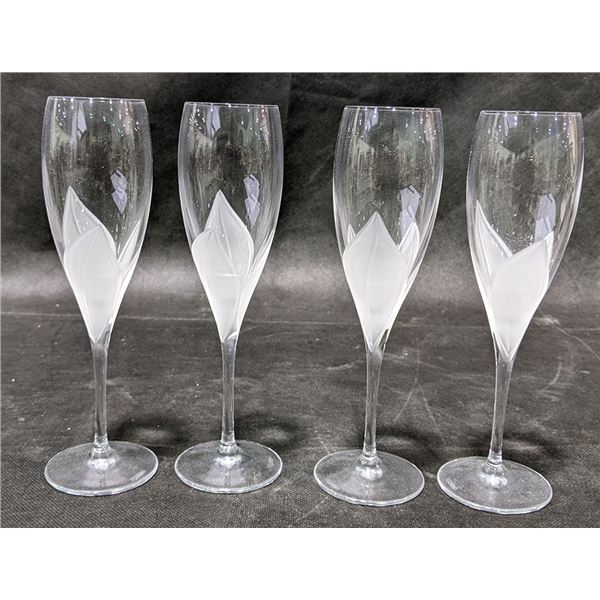 4 x J. G. Durand Crystal Champagne Flute Glasses