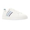 Image 1 : White Casual Low-Top Sneakers with Blue Stripe Accent, Size 10