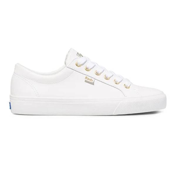 Keds Women’s Jump Kick Leather WH63681 Lace-Up Sneakers, Size 10  White