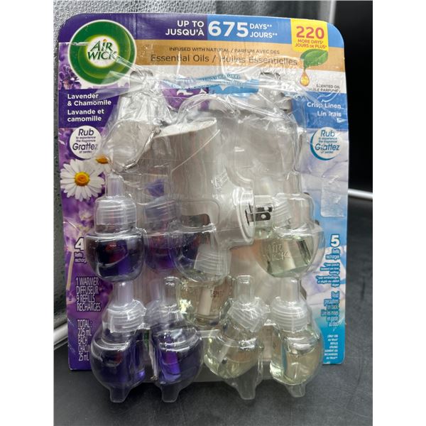 Air Wick Essential Oils Lavender and Chamomile Scented Plug-Ins, 5 Refills + Warmer