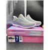 Image 2 : Skechers Memory Foam Shoes, Size 7, Gray with Purple Trim