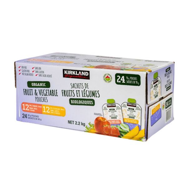Kirkland Organic Fruit and Vegetable Pouches, 24 x 90 g Sachets