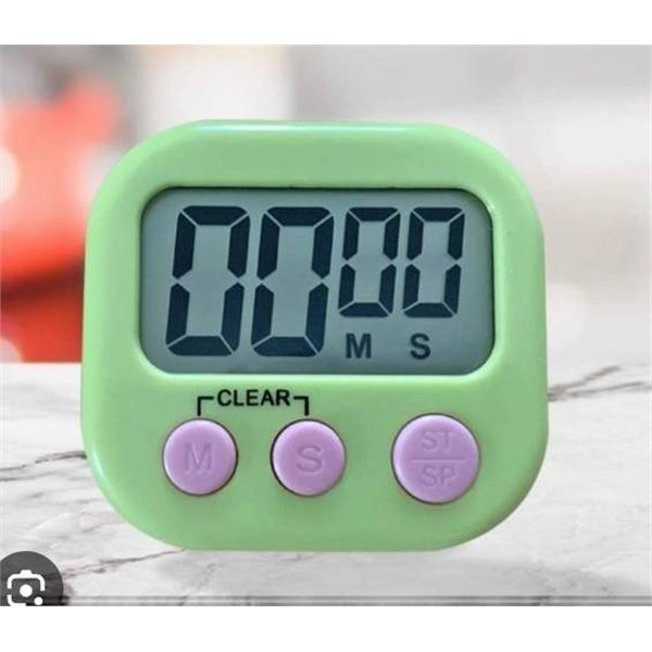 Lot of 2 JS-118 Magnetic Digital Kitchen Cooking Timer Count Up and Down Clock Loud Alarm 1 Green & 