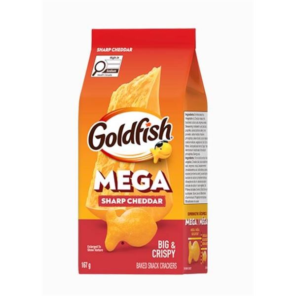 Goldfish Mega Bites Sharp Cheddar Baked Snack Crackers, 167g, Set of 6