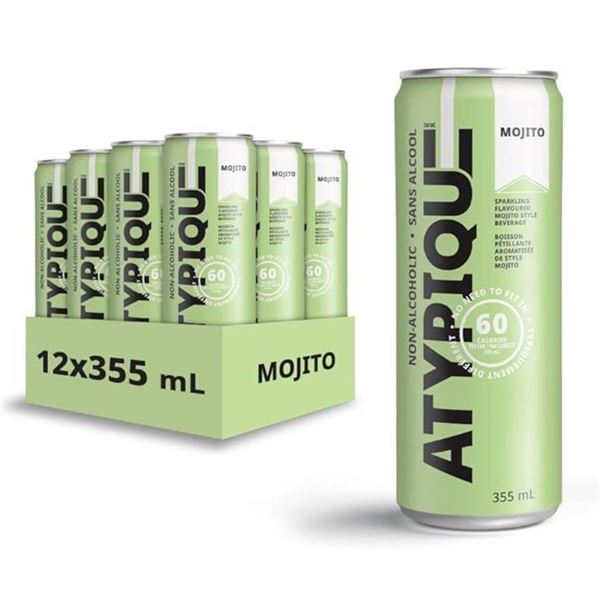Atypique Non-Alcoholic Mojito Sparkling Beverage, 12 x 355 mL Cans
