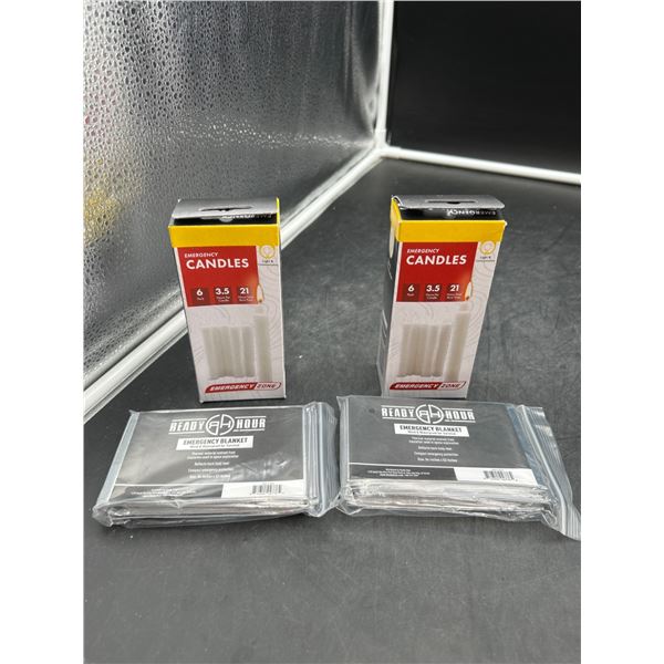Lopt of Emergency Zone Candles and Ready Hour Emergency Blankets