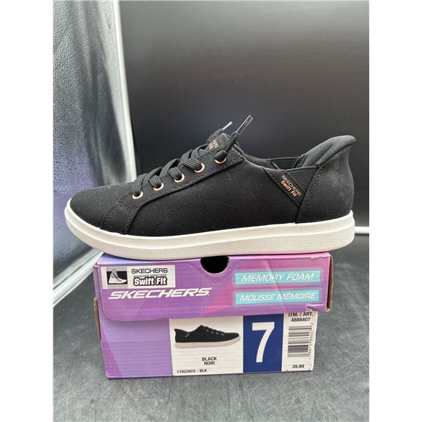 Skechers Women’s Swift Fit Black Memory Foam Sneakers – Size 7
