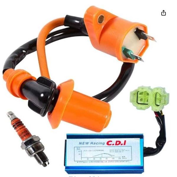 Orqoou High Performance Racing Ignition Coil 6 Pin CDI 3 Electrode Spark Plug for GY6 50Cc 150Cc 125