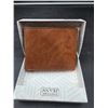 Image 1 : Red-Brown Leather Bi-Fold Wallet by Jonnies Jeans with Card Slots and ID Window