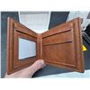 Image 2 : Red-Brown Leather Bi-Fold Wallet by Jonnies Jeans with Card Slots and ID Window