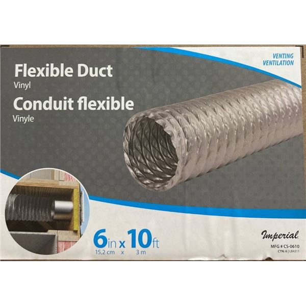 Imperial Flexible Vinyl Duct, 6-Inch Diameter, 10-Foot Length
