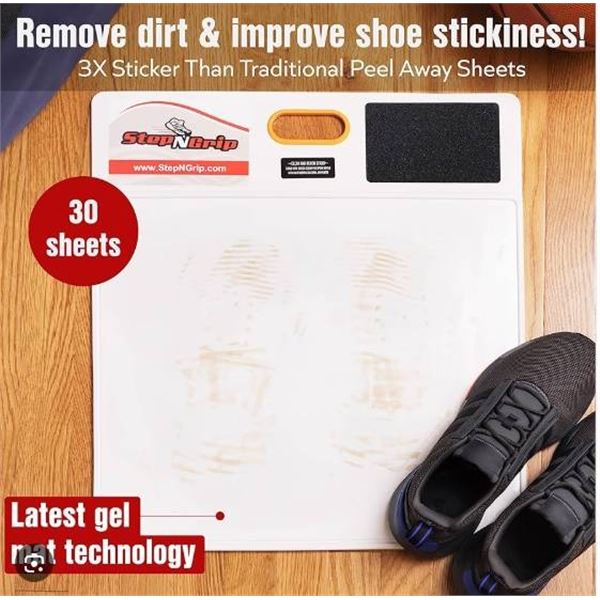 StepNGrip Shoe Cleaning Mat with Gel Technology, 30 Peel-Off Sheets