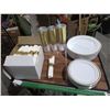Image 3 : Prestige 350-Piece Gold Dinnerware Set – Includes Plates, Cups, and Utensils