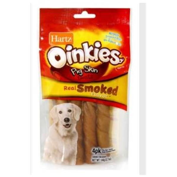 Lot of Dog Treats – Pack of 12 Pig Skin Twists Chews, Real Smoked Flavor, 4-Pack Each