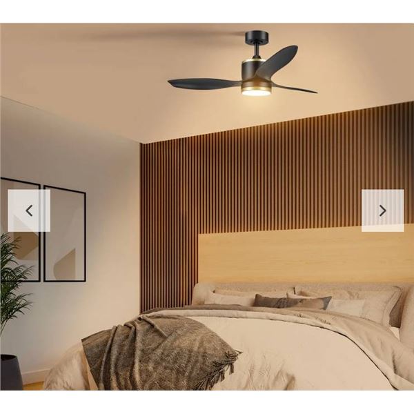 Edinburg 48″ Matte Black LED Light Smart Ceiling Fan with Remote Control and Brass Accents