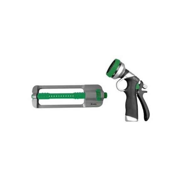Scotts Watering Combo Kit Sprinkler and Nozzle – 2 pcs – Green and Grey