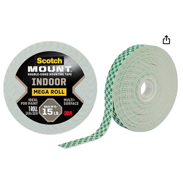 Lot 0f 8 – 3M Scotch-Mount Indoor Double-Sided Mounting White Tape Mega Roll – 0.7