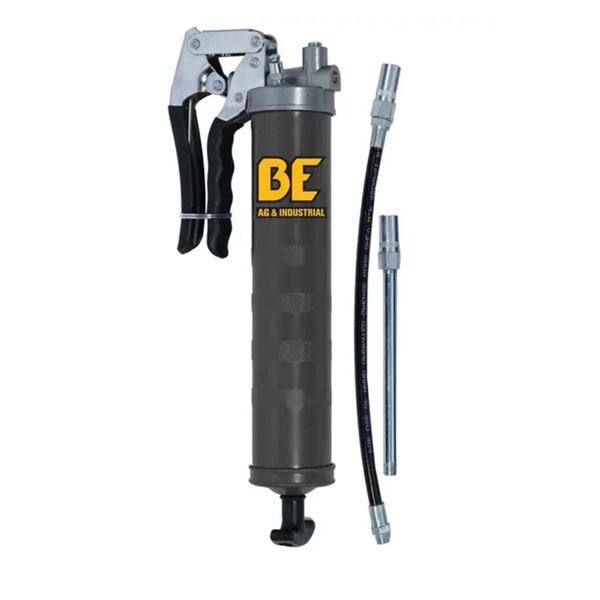 BE AG & Industrial Pistol Grip Grease Gun with 12-Inch Hose and 6-Inch Pipe